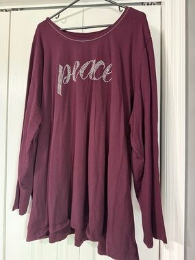 Catherines Plum Long Sleeve Casual Top